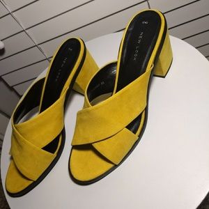 ASOS NWT YELLOW SUEDE BLOCKED HEELED SANDALS